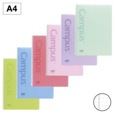 CADERNO ESPIRAL CAPA PLASTICA CAMPUS A4 80FLS 90gr. PAUTADO CORES PASTEL SORTIDAS