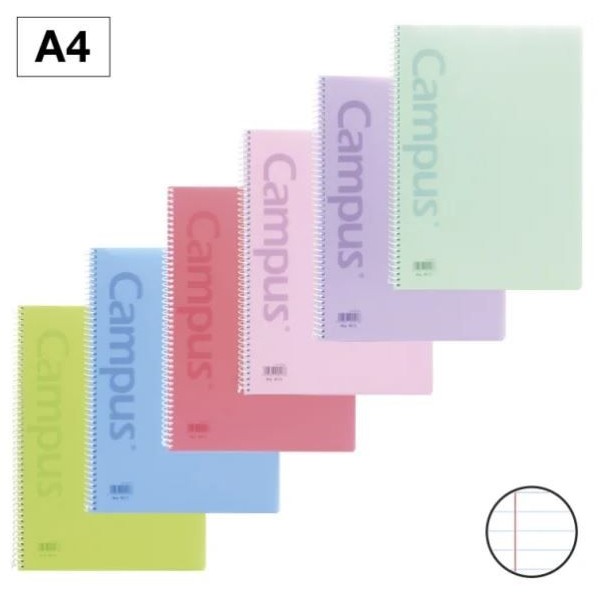 CADERNO ESPIRAL CAPA PLASTICA CAMPUS A4 80FLS 90gr. PAUTADO CORES PASTEL SORTIDAS