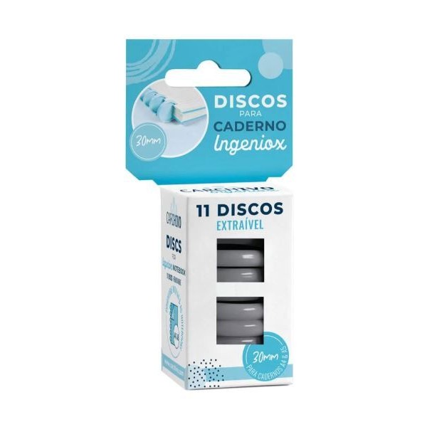 BLISTER C/ 11 x DISCOS 30mm P/ CADERNO INTELIGENTE INGENIOX A4/A5 - CINZA