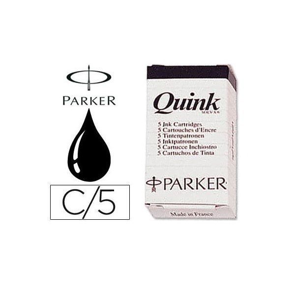 KIT 5 x RECARGAS ESFEROGRAFICA PERMANENTE PARKER QUINK - PRETO