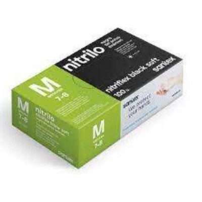 LUVAS DESCARTAVEIS S/PO NITRILO TAMANHO M PRETO 3.5gr.  Cx100