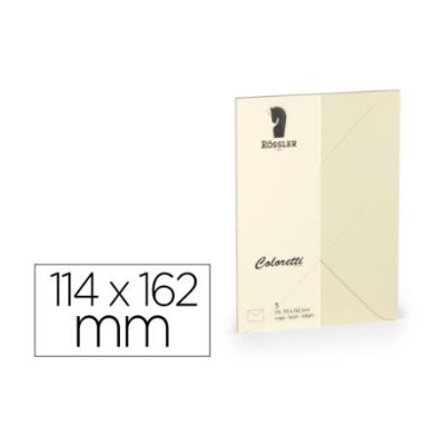PACK 5 x ENVELOPES ROSSLER COLORETTI C6 114x162mm COR CREME 