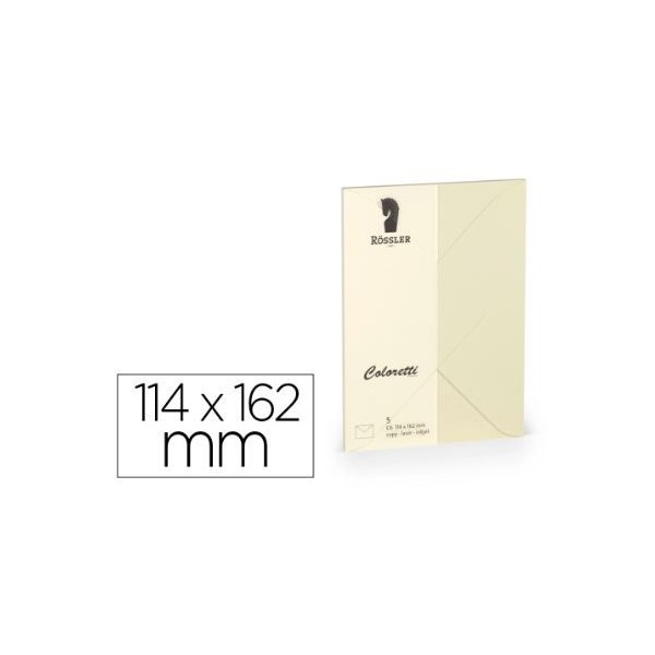 PACK 5 x ENVELOPES ROSSLER COLORETTI C6 114x162mm COR CREME 