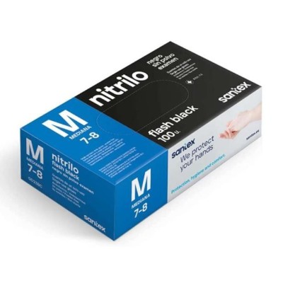 LUVAS DESCARTAVEIS S/PO NITRILO TAMANHO M PRETO 6gr.  Cx100