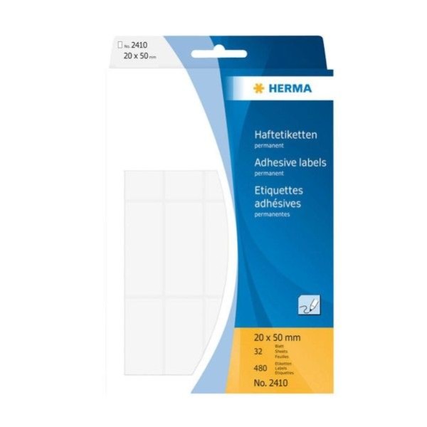 ETIQUETAS HERMA 20x50mm 32FLS x  15 ETIQ. BRANCAS