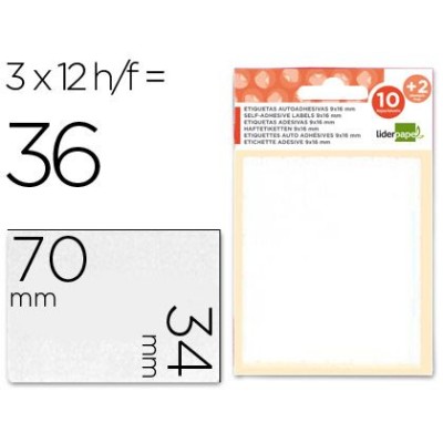 ETIQUETAS LP 34x70mm FOLHA 12x9cm 12FLS x 36 ETIQ