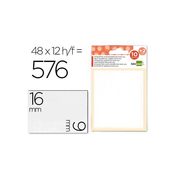 ETIQUETAS LP 9x16mm FOLHA 12x9cm 12FLS x 25 ETIQ