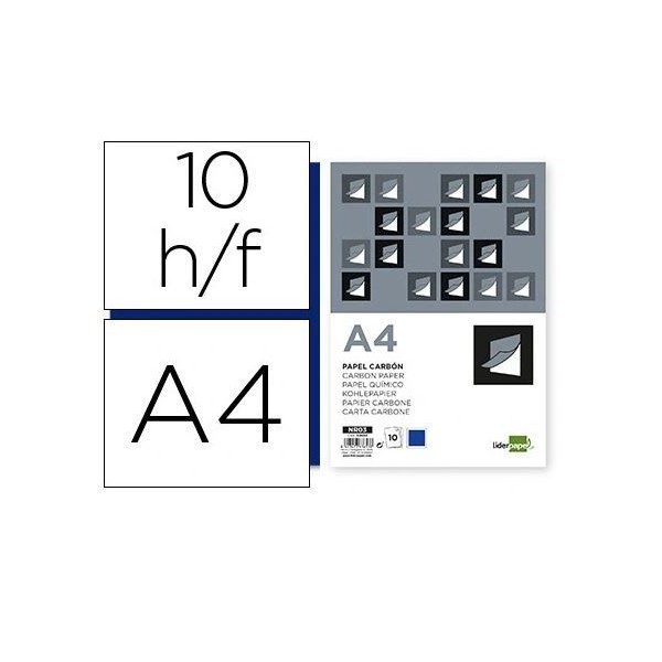 (PACK 10) FOLHAS PAPEL QUIMICO MANUAL LP A4 AZUL