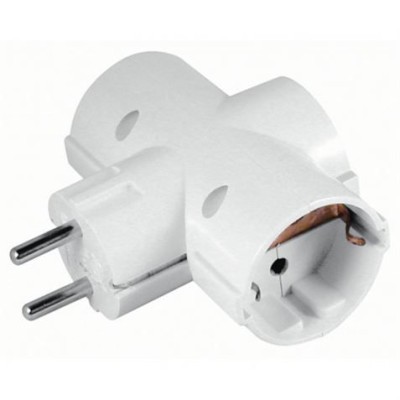 ADAPTADOR SCHUKO P/ 3 TOMADAS  - BRANCO