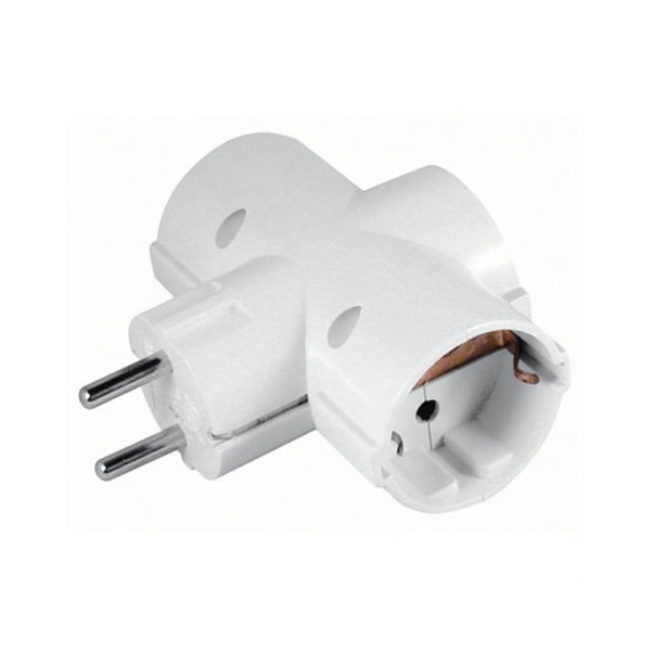 ADAPTADOR SCHUKO P/ 3 TOMADAS  - BRANCO