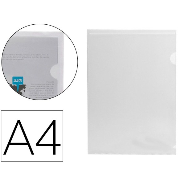 BOLSA / DOSSIER C/ ABERTURA EM "L"  A4 220x330mm 180MIC  TRANSPARENTE