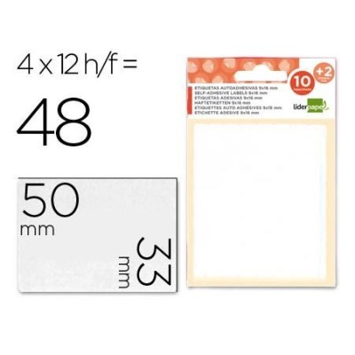 ETIQUETAS LP 33x50mm FOLHA 12x9cm 12FLS x 48 ETIQ