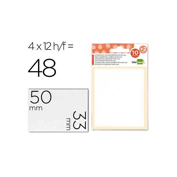 ETIQUETAS LP 33x50mm FOLHA 12x9cm 12FLS x 48 ETIQ