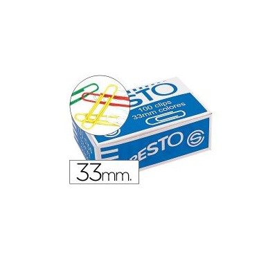 CAIXA C/ 100 x CLIPS 33mm COLORIDOS - PLASTIFICADOS