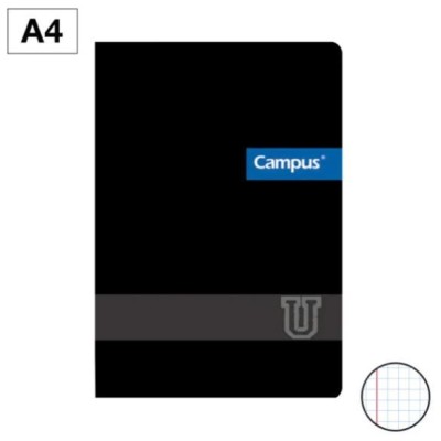 CADERNO AGRAFADO CAMPUS CAPA PRETA PLASTIFICADA A4 48FLS 90GR QUADRICULADO