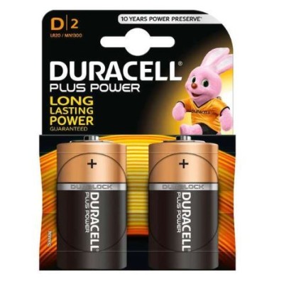 BLISTER C/ 2 x PILHAS ALCALINAS DURACELL PLUS POWER LR20 D 1.5V