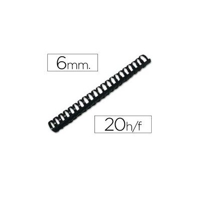 ARGOLAS PVC ENCADERNAR  6MM 20FLS PRETO 100unid.