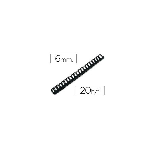 ARGOLAS PVC ENCADERNAR  6MM 20FLS PRETO 100unid.