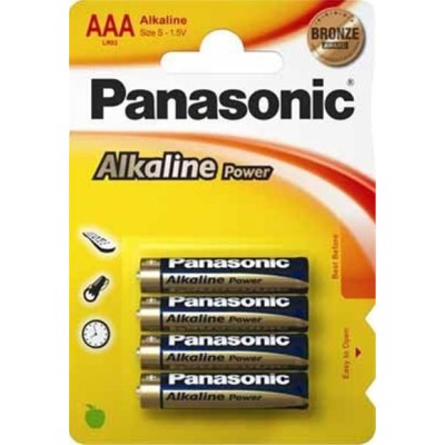 PILHAS PANASONIC ALCALINA  AAA - 1,5V (BLISTER 4)