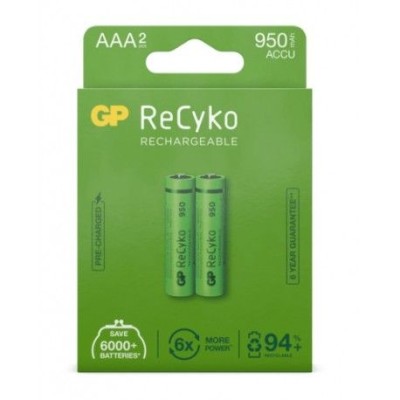 BLISTER C/ 2 x PILHAS RECARREGAVEIS GP RECYKO AAA 950mAh 1,2V