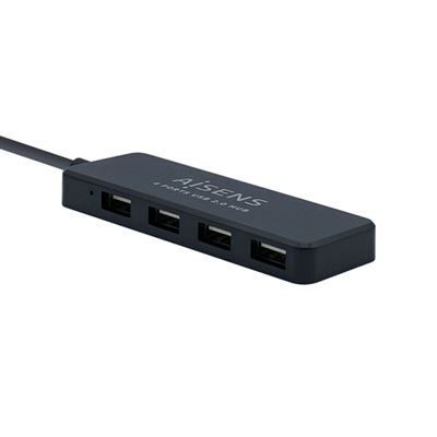 HUB AISENS C/ 4xPORTAS USB 2.0 (CABO USB 30CM) - PRETO