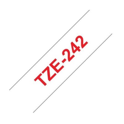 FITA P/ GRAVAÇAO COMPATIVEL C/  BROTHER P-TOUCH TZE242 18MM x 8MT TEXTO VERMELHO / FITA BRANCO