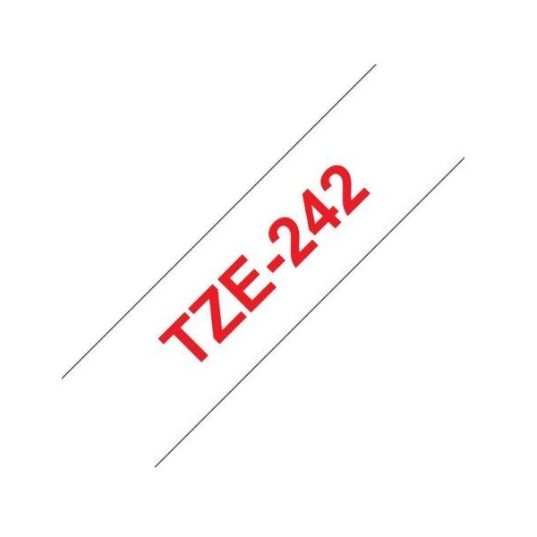 FITA P/ GRAVAÇAO COMPATIVEL C/  BROTHER P-TOUCH TZE242 18MM x 8MT TEXTO VERMELHO / FITA BRANCO