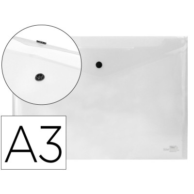 BOLSA ENVELOPE A3 PLASTICO C/FECHO MOLA/VELCRO CRISTAL TRANSPARENTE
