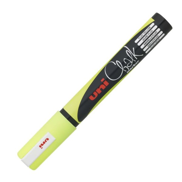 MARCADOR GIZ LIQUIDO UNIBALL CHALK  PWE-5M 1.8 a 2.5mm AMARELO FLUORESCENTE