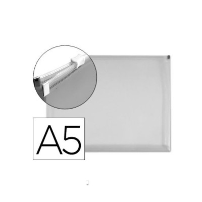 BOLSA PORTA DOCUMENTOS PVC A5 C/ FECHO ZIP TRANSPARENTE C/ ABERTURA SUPERIOR