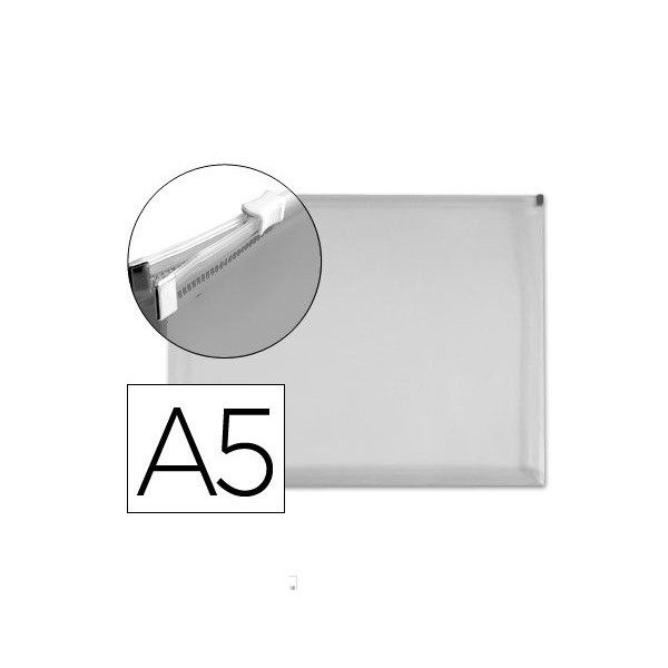 BOLSA PORTA DOCUMENTOS PVC A5 C/ FECHO ZIP TRANSPARENTE C/ ABERTURA SUPERIOR