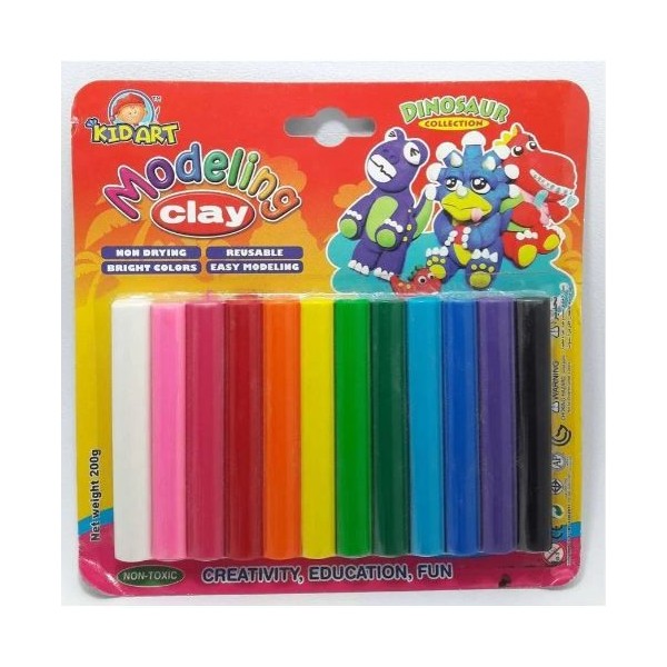 PLASTICINA KIDART T200 - 200gr. 12xCORES SORTIDAS