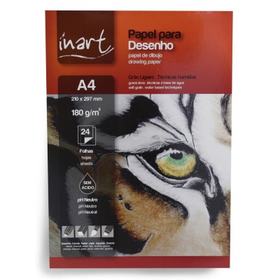 BLOCO DESENHO PAPEL MULTIUSOS INART A4 24FLS 180gr. - GRAO FINO 