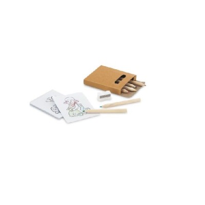 "BD"  CONJUNTO PARA PINTAR (6 LAPIS DE COR + 1 AFIA + 15 CARTOES PARA PINTAR)