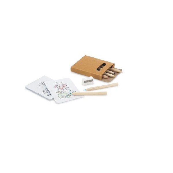 "BD"  CONJUNTO PARA PINTAR (6 LAPIS DE COR + 1 AFIA + 15 CARTOES PARA PINTAR)
