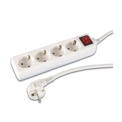 BLOCO 4 TOMADAS SCHUKO  C/ INTERRUPTOR C/ CABO 3MT - BRANCO