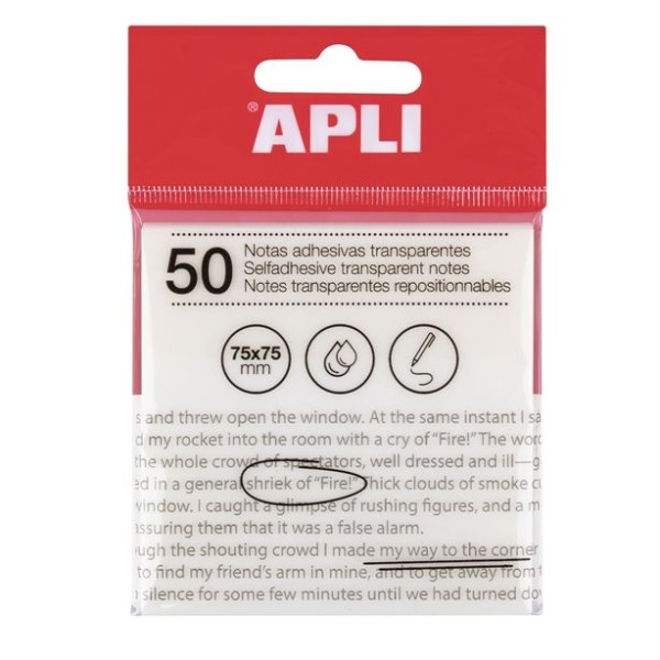 BLOCO NOTAS / POST IT APLI 75x75mm 50FLS TRANSLUCIDO BRANCO