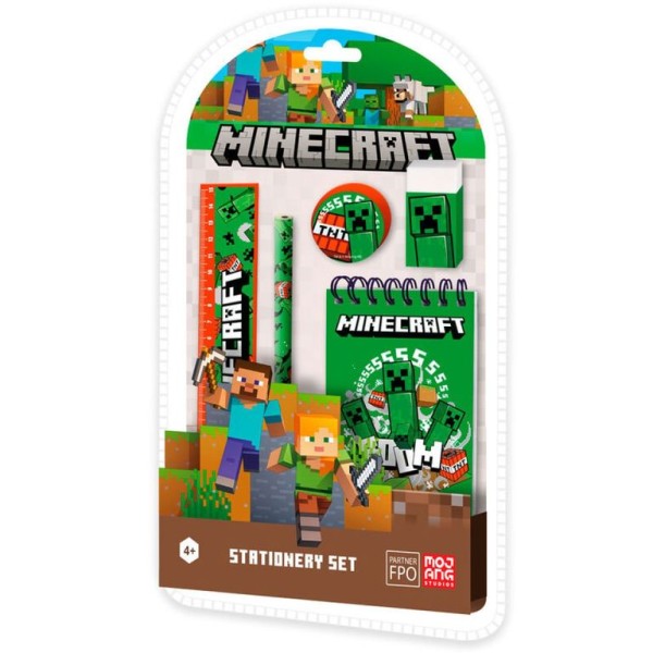BLISTER C/ CONJUNTO ESCOLAR 5 PEÇAS MINECRAFT
