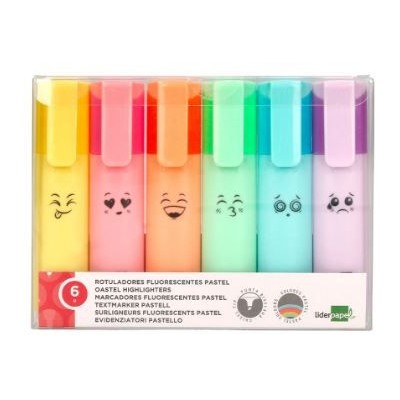 KIT 6x MARCADORES FLUORESCENTES CORES PASTEL SORTIDAS
