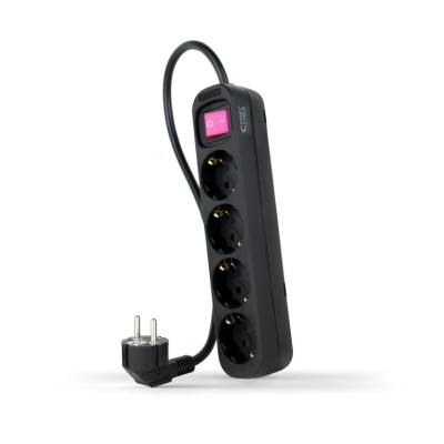 BLOCO 4 TOMADAS C/ INTERRUPTOR 1.4MT - PRETO