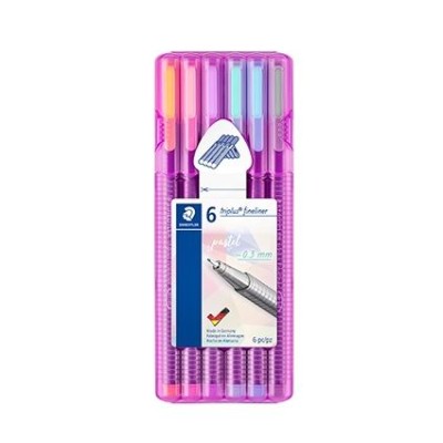 KIT 6 x MARCADORES FELTRO STAEDTLER TRIPLUS 334  0.3MM F CORES SORTIDAS PASTEL