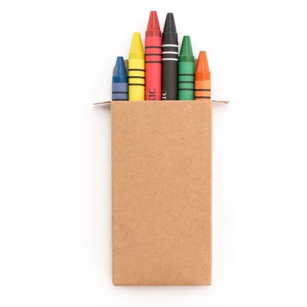 LAPIS DE CERA  MINI EM CAIXA CARTAO KRAFT  (6 CORES)