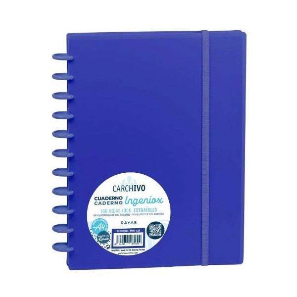 CADERNO INTELIGENTE "PP" INGENIOX A4 100gr. 100FLS PAUTADO COR AZUL INTENSO