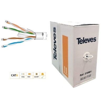 BOBINE 305MT - CABO REDE TELEVES 219901 U/UTP CAT.-6 FCA CCA PVC 6,2MM - BRANCO