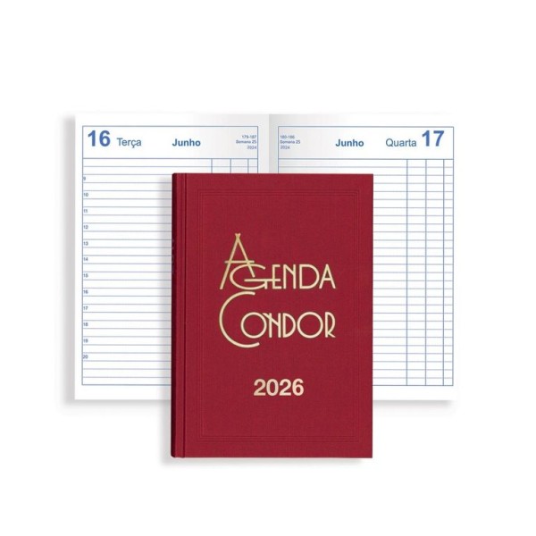 AGENDA ENCADERNADA DIARIA 2026 CONDOR A5 VERMELHO