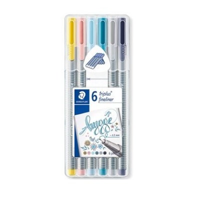 KIT 6 x MARCADORES FELTRO STAEDTLER TRIPLUS 334  0.3MM F CORES SORTIDAS HYGGE