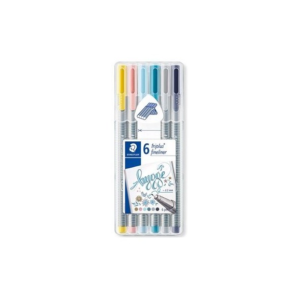 KIT 6 x MARCADORES FELTRO STAEDTLER TRIPLUS 334  0.3MM F CORES SORTIDAS HYGGE