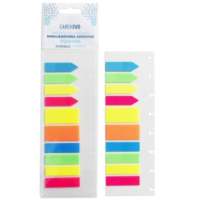 BLISTER C/ SINALIZADORES / MARCADORES PAGINA ADESIVOS NEON P/ CADERNO INTELIGENTE INGENIOX 