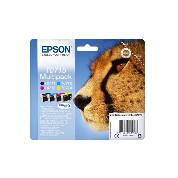 KIT 4 TINTEIROS EPSON T0715 (BK/C/M/Y) ORIGINAL