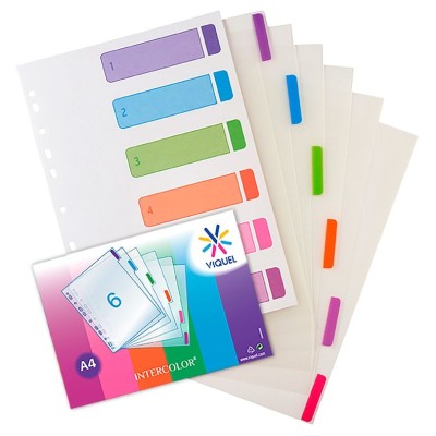 SEPARADOR PLASTICO VIQUEL INTERCOLOR A4 6 POSIÇOES